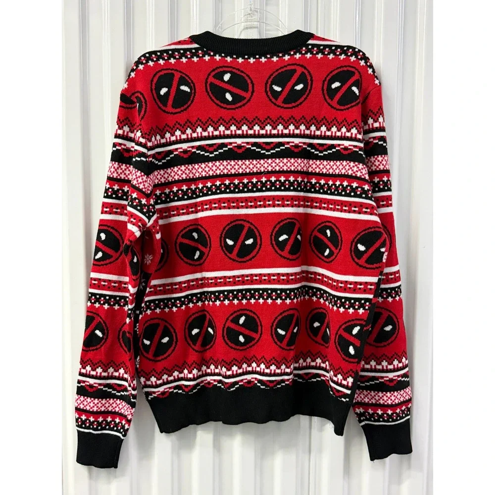 Deadpool Sweater Mens XL Red Excellent Ugly Christmas Fair Isle Graphic Marvel